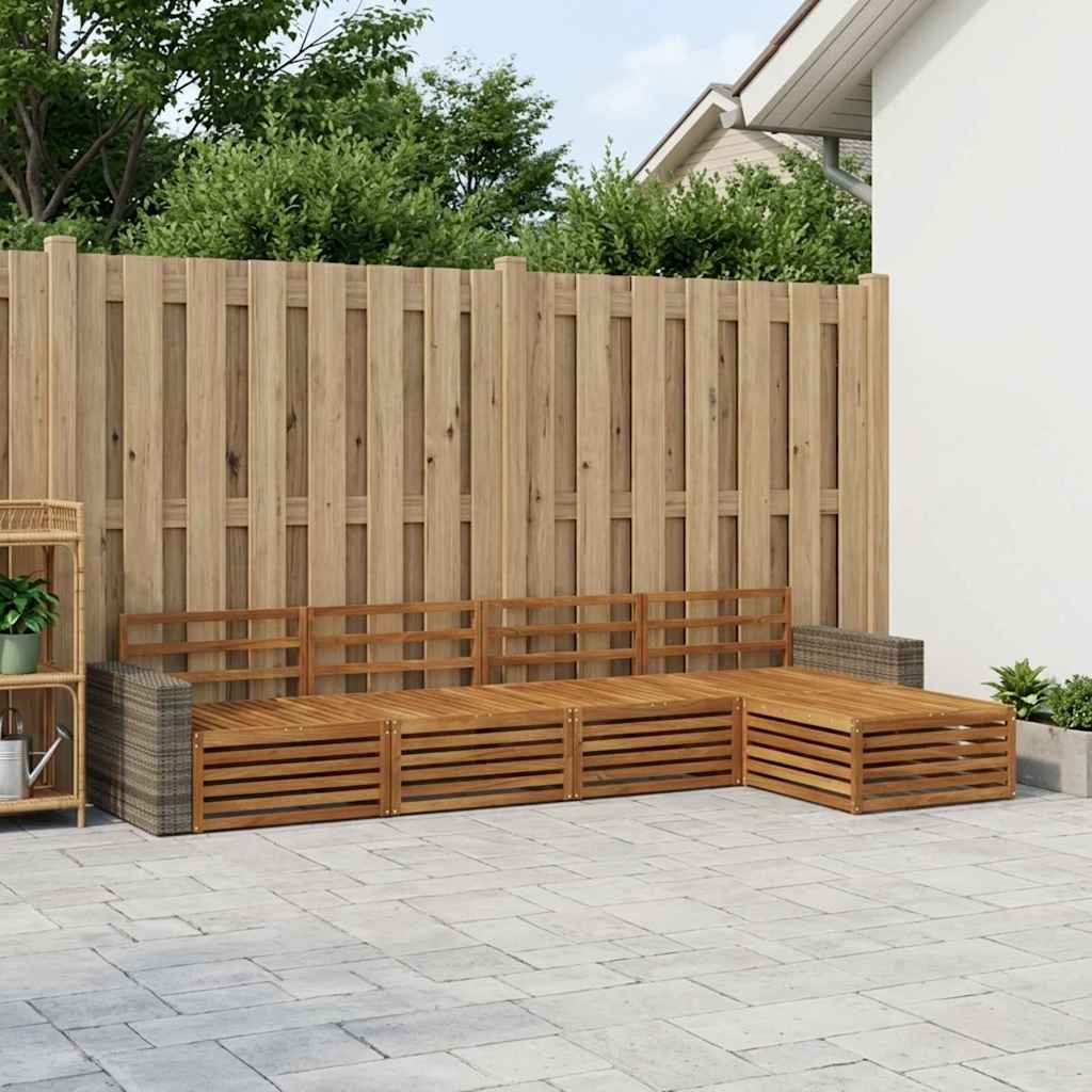 Outdoor Sofa Set 5 pcs Natural Solid Acacia Wood