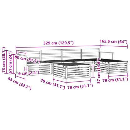Outdoor Sofa Set 6 pcs Natural 79 x 79 x 37 cm