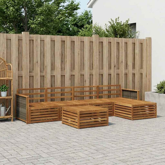 Outdoor Sofa Set 6 pcs Natural Solid Acacia Wood