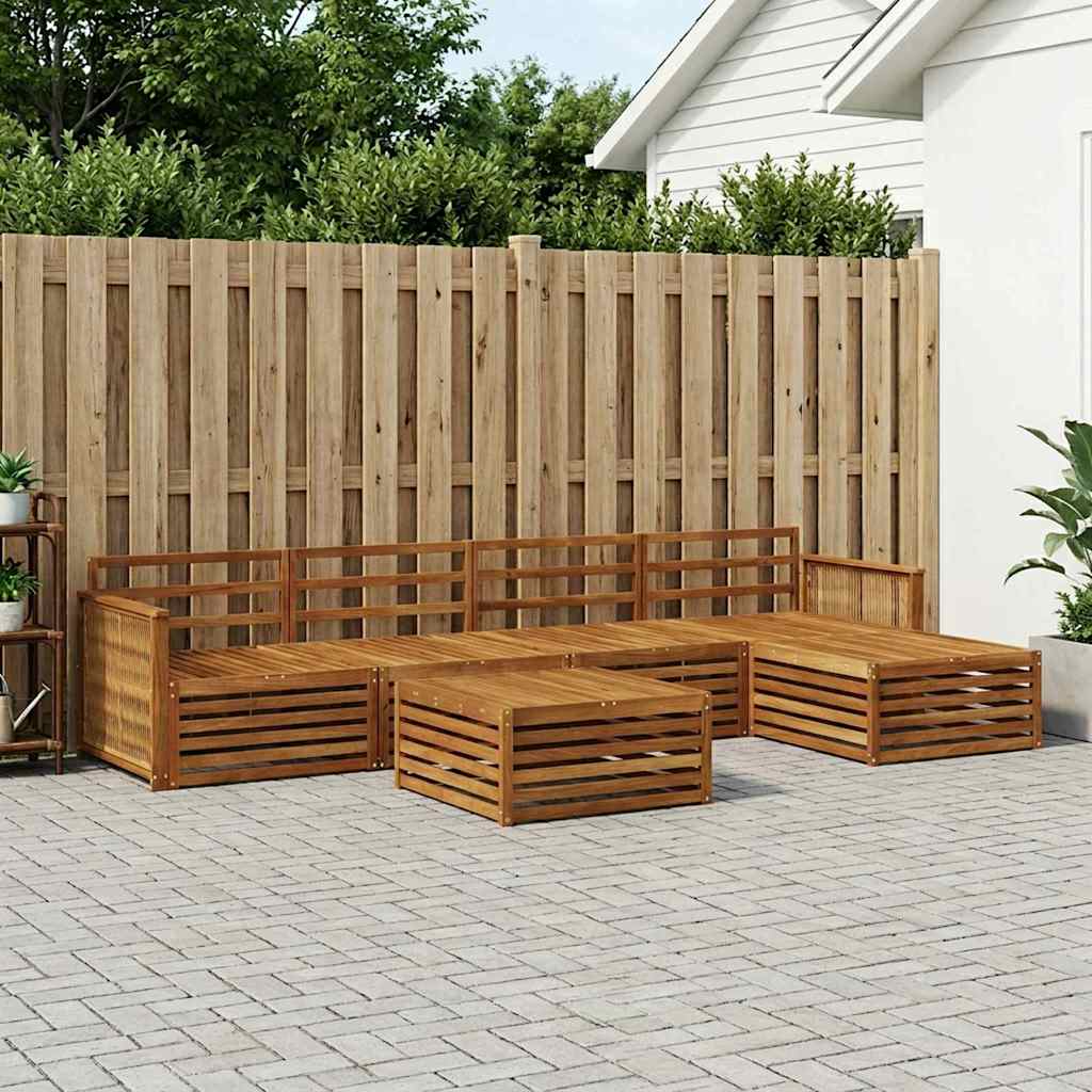 Outdoor Sofa Set 6 pcs Natural Solid Acacia Wood