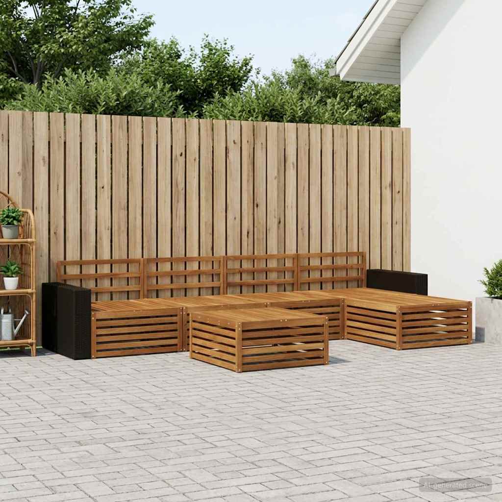 Outdoor Sofa Set 6 pcs Natural Solid Acacia Wood
