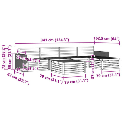 Outdoor Sofa Set 6 pcs Natural 79 x 79 x 37 cm