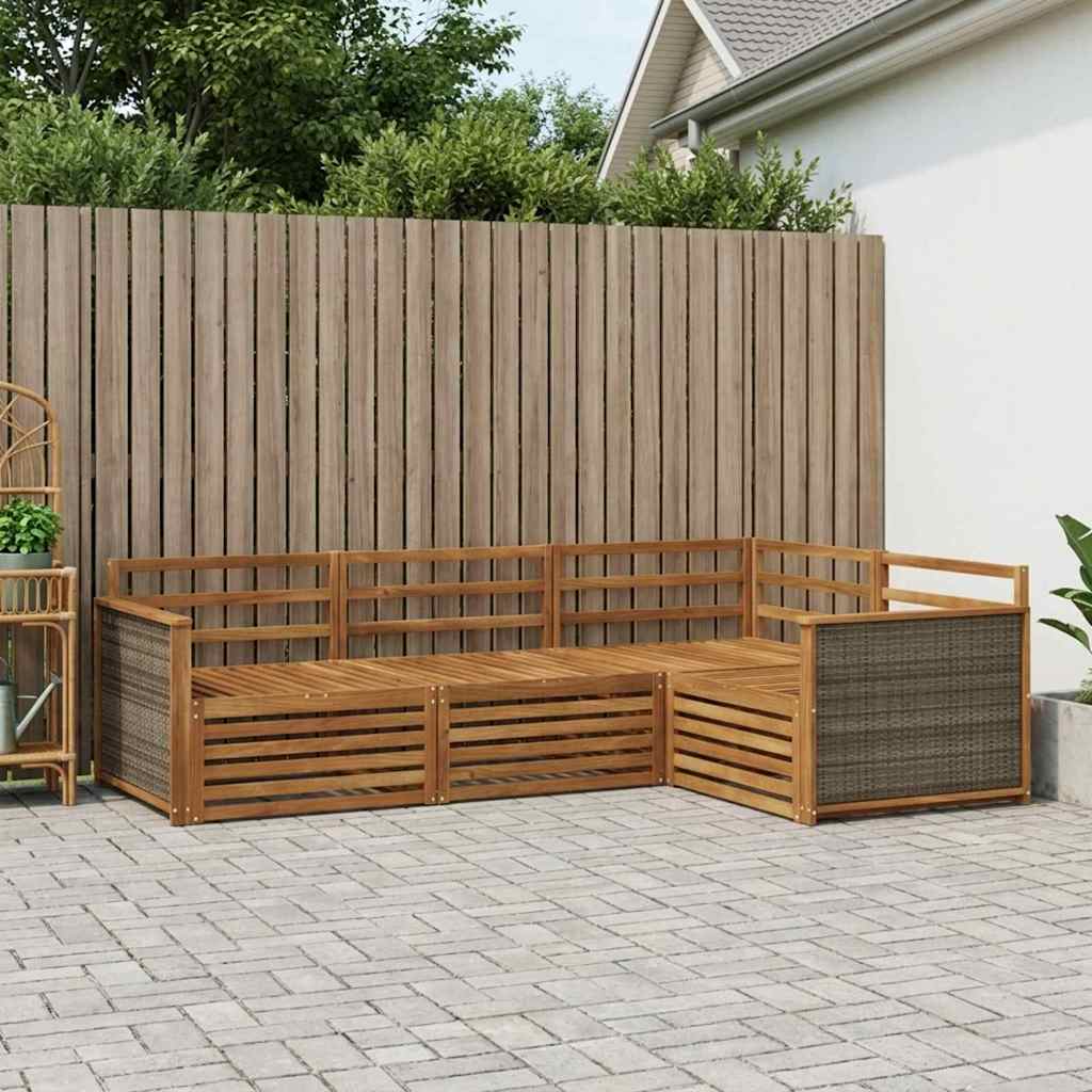 Outdoor Sofa Set 4 pcs Natural Solid Acacia Wood