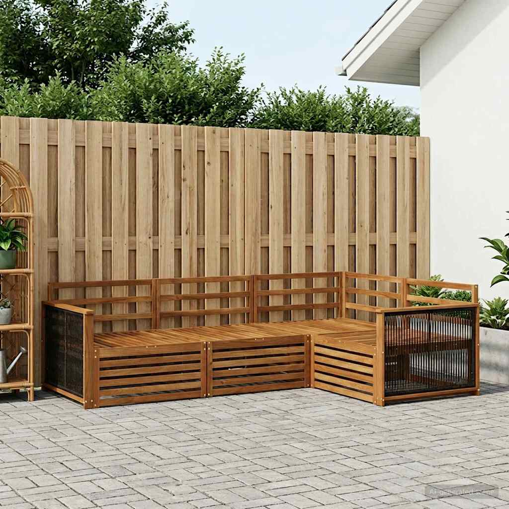Outdoor Sofa Set 4 pcs Natural Solid Acacia Wood
