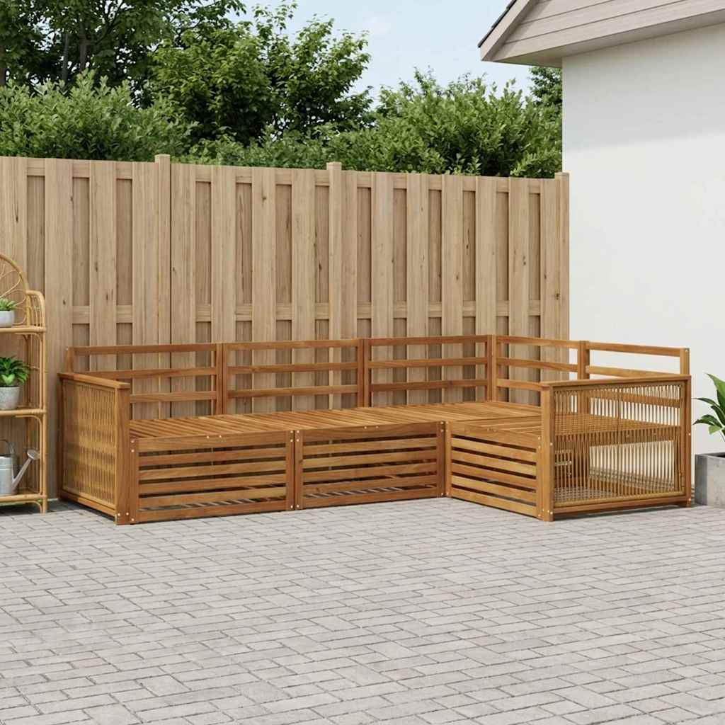 Outdoor Sofa Set 4 pcs Natural Solid Acacia Wood