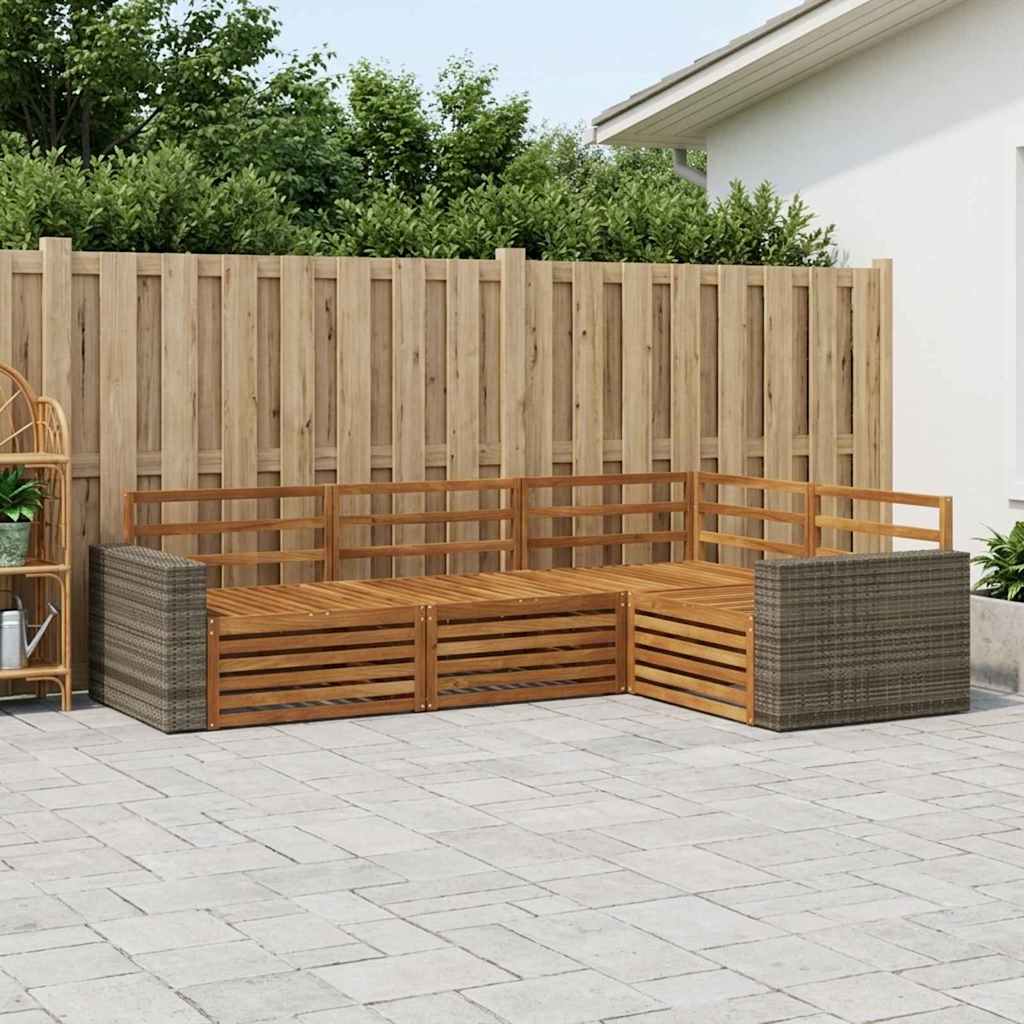 Outdoor Sofa Set 4 pcs Natural Solid Acacia Wood