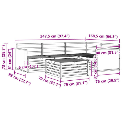 Outdoor Sofa Set 5 pcs Natural 79 x 79 x 37 cm