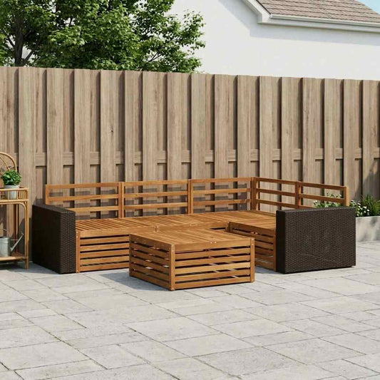 Outdoor Sofa Set 5 pcs Natural Solid Acacia Wood
