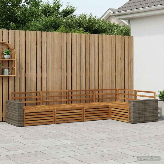 Outdoor Sofa Set 5 pcs Natural Solid Acacia Wood