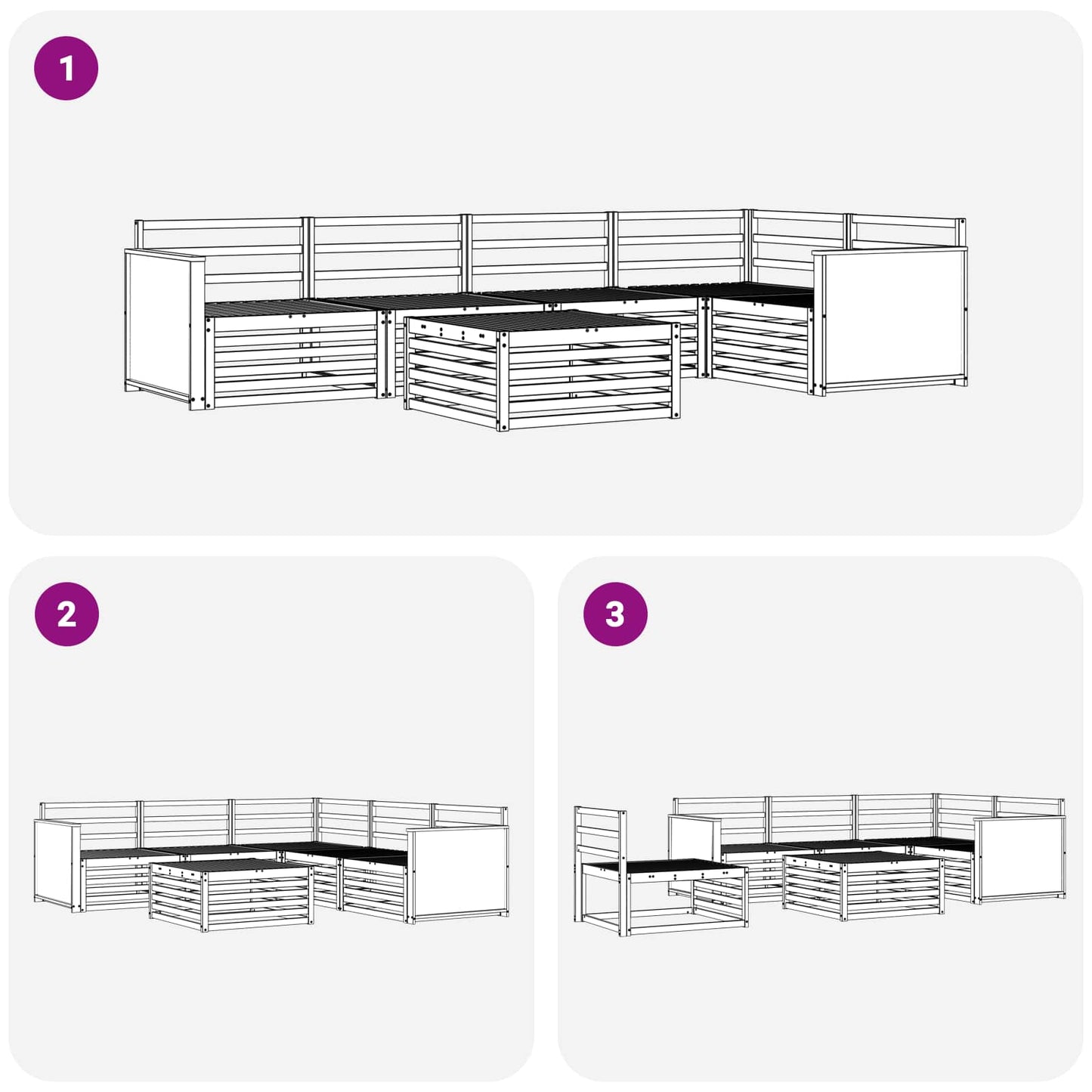 Outdoor Sofa Set 6 pcs Natural 79 x 79 x 37 cm