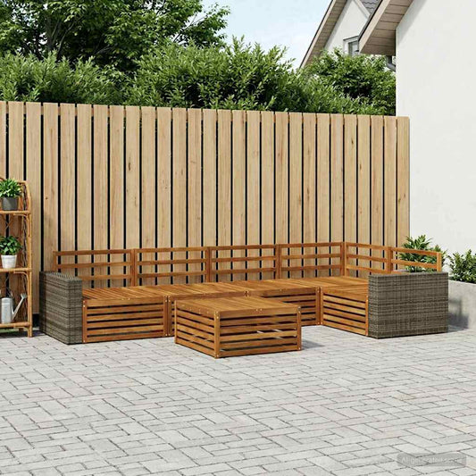 Outdoor Sofa Set 6 pcs Natural Solid Acacia Wood