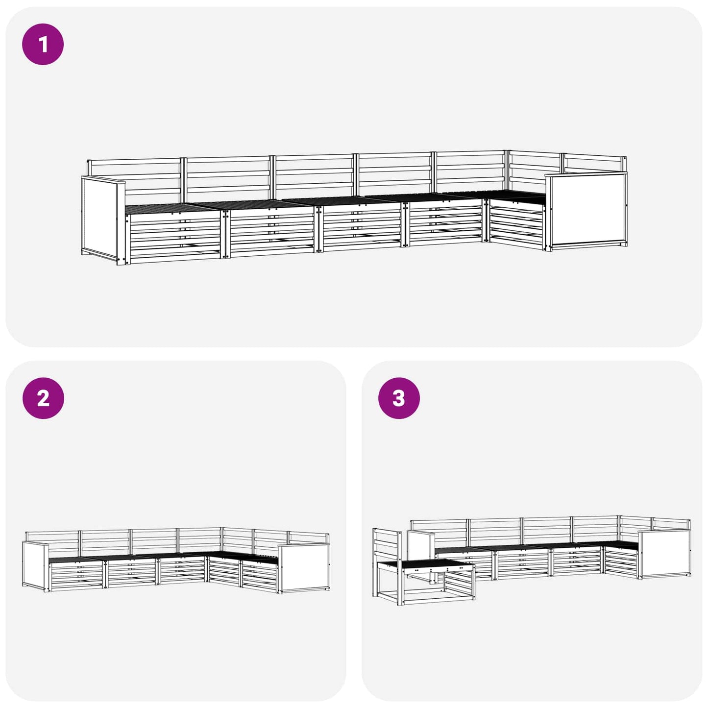 Outdoor Sofa Set 6 pcs Natural 406 x 168.5 x 73 cm