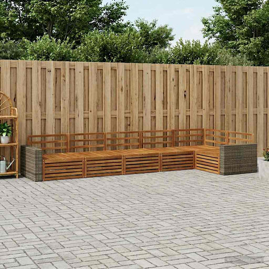 Outdoor Sofa Set 6 pcs Natural Solid Acacia Wood