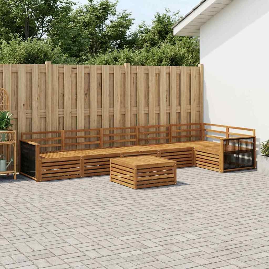 Outdoor Sofa Set 7 pcs Natural Solid Acacia Wood