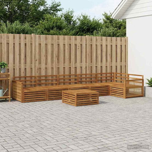 Outdoor Sofa Set 7 pcs Natural Solid Acacia Wood