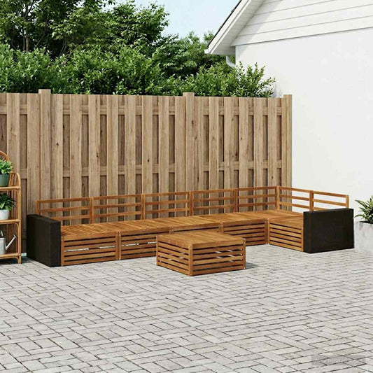 Outdoor Sofa Set 7 pcs Natural Solid Acacia Wood
