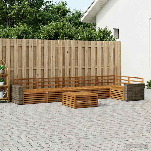 Outdoor Sofa Set 7 pcs Natural Solid Acacia Wood