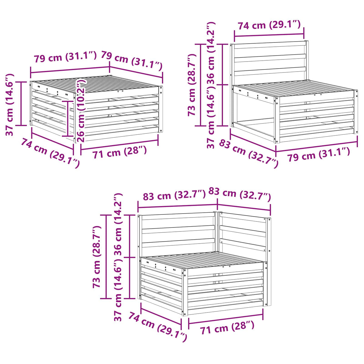 Outdoor Sofa Set 6 pcs Natural