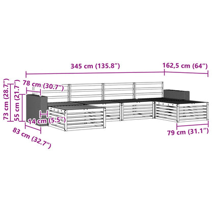 Sofa Sets 6 pcs Solid Acacia Wood