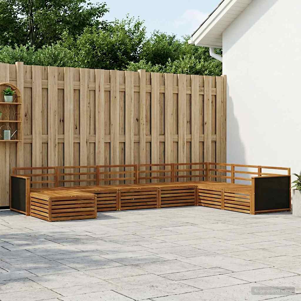 Outdoor Sofa Set 8 pcs Natural Solid Acacia Wood