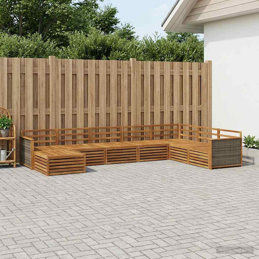 Outdoor Sofa Set 8 pcs Natural Solid Acacia Wood