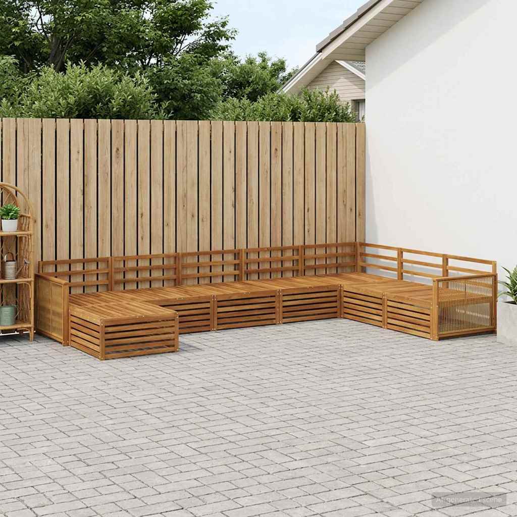Outdoor Sofa Set 8 pcs Natural Solid Acacia Wood