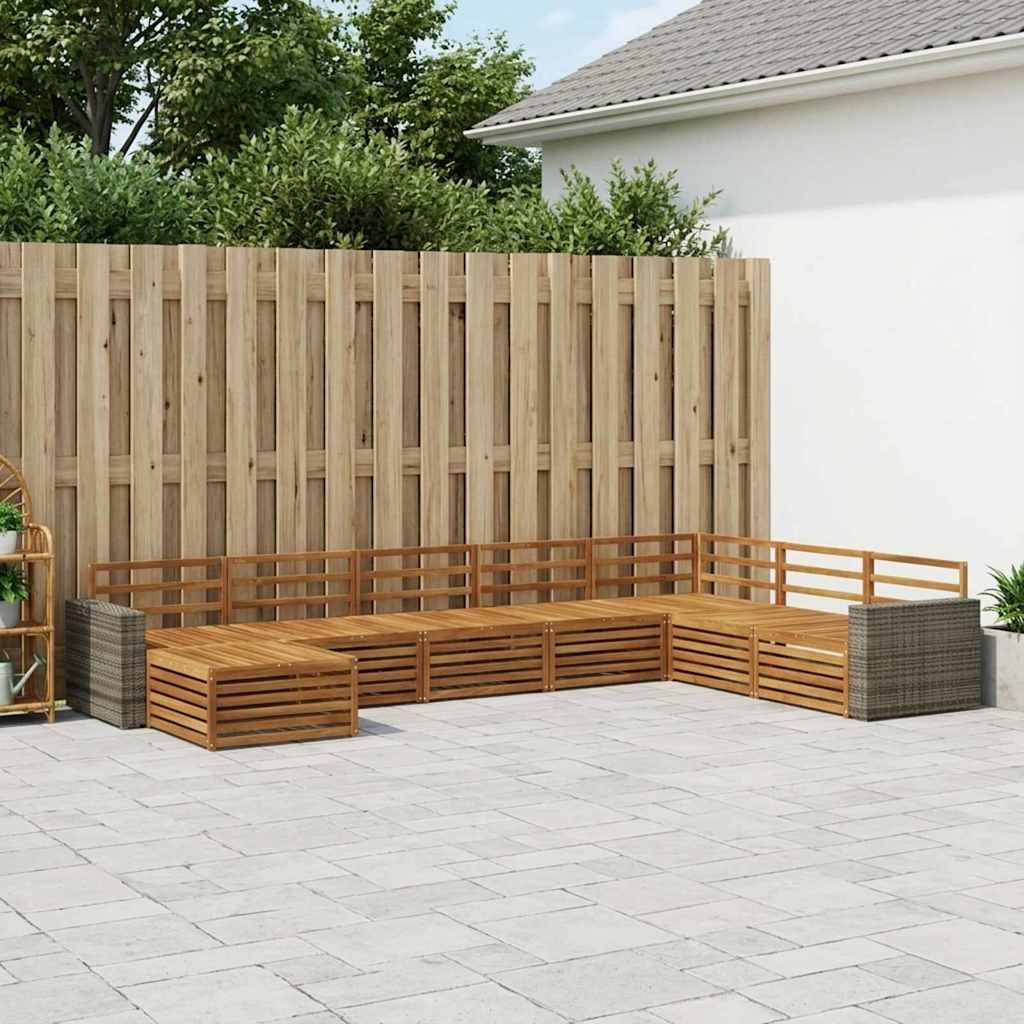 Outdoor Sofa Set 8 pcs Natural Solid Acacia Wood