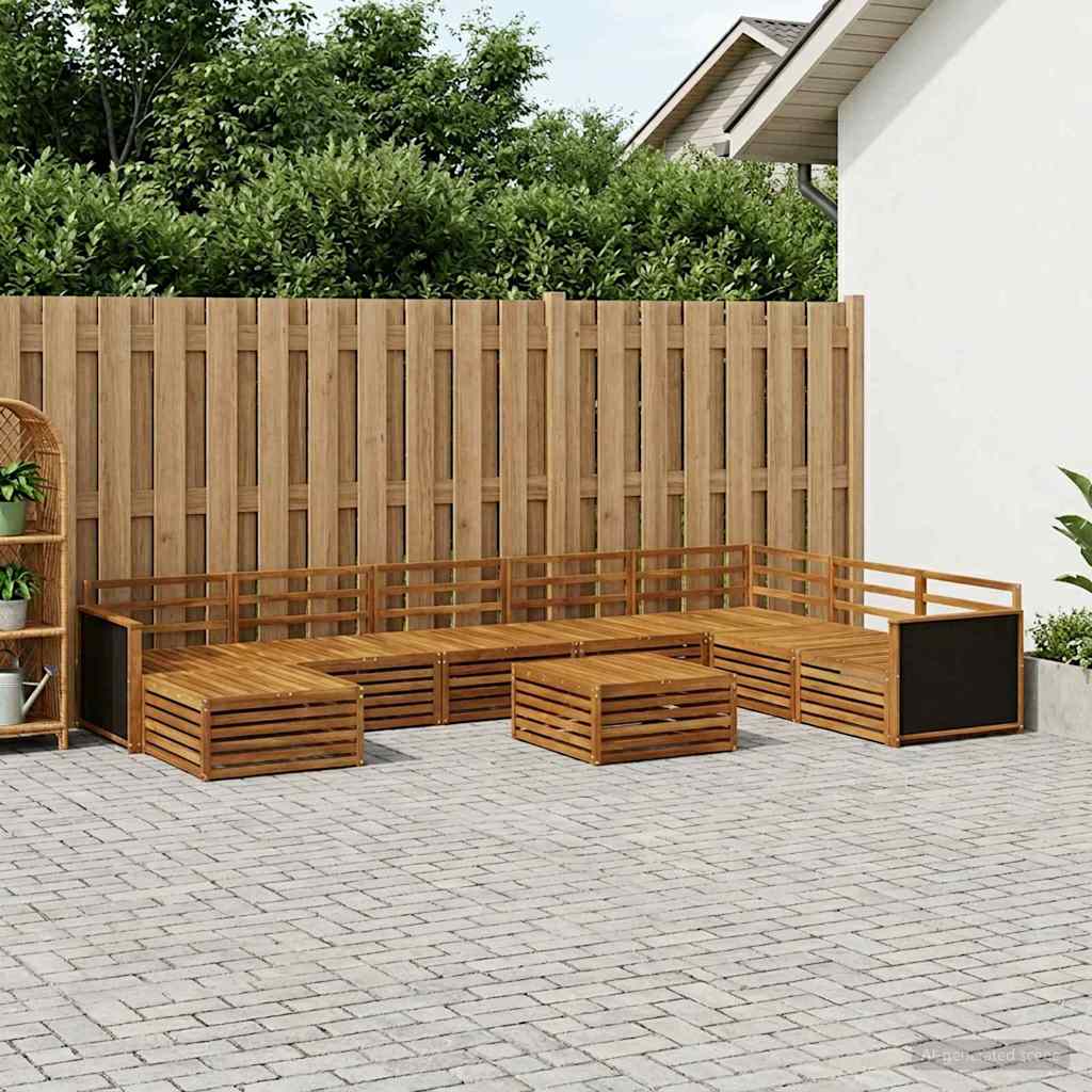 Outdoor Sofa Set 9 pcs Natural Solid Acacia Wood