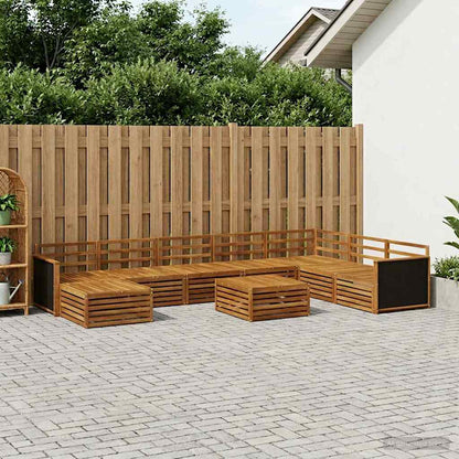 Outdoor Sofa Set 9 pcs Natural Solid Acacia Wood