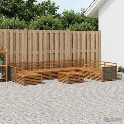 Outdoor Sofa Set 9 pcs Natural Solid Acacia Wood
