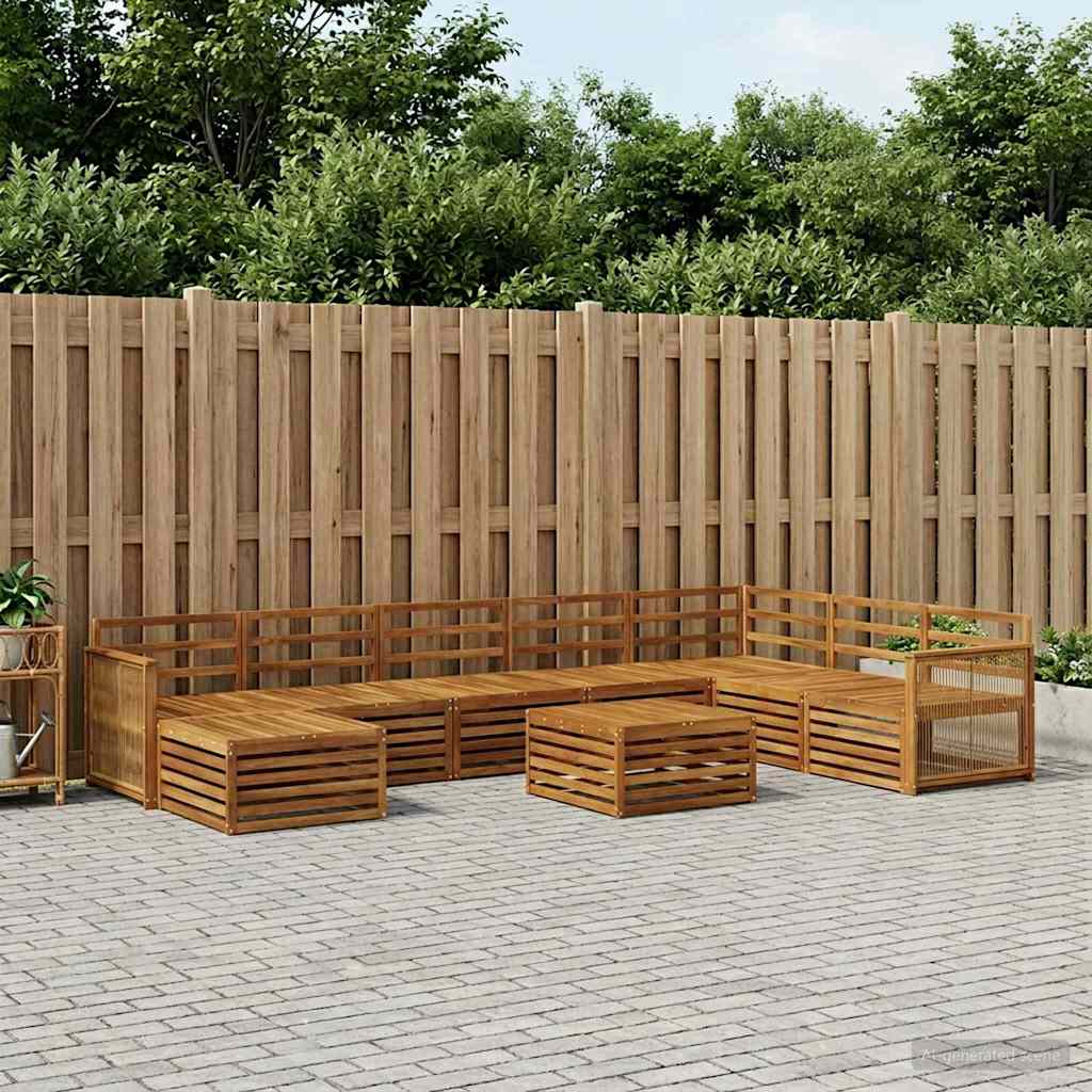 Outdoor Sofa Set 9 pcs Natural Solid Acacia Wood