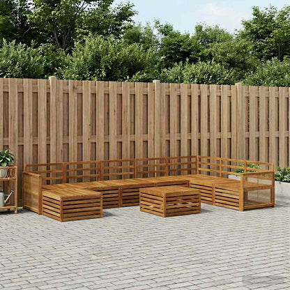 Outdoor Sofa Set 9 pcs Natural Solid Acacia Wood