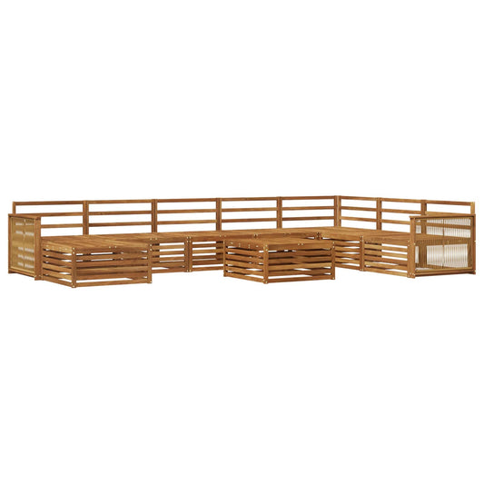 Outdoor Sofa Set 9 pcs Natural Solid Acacia Wood