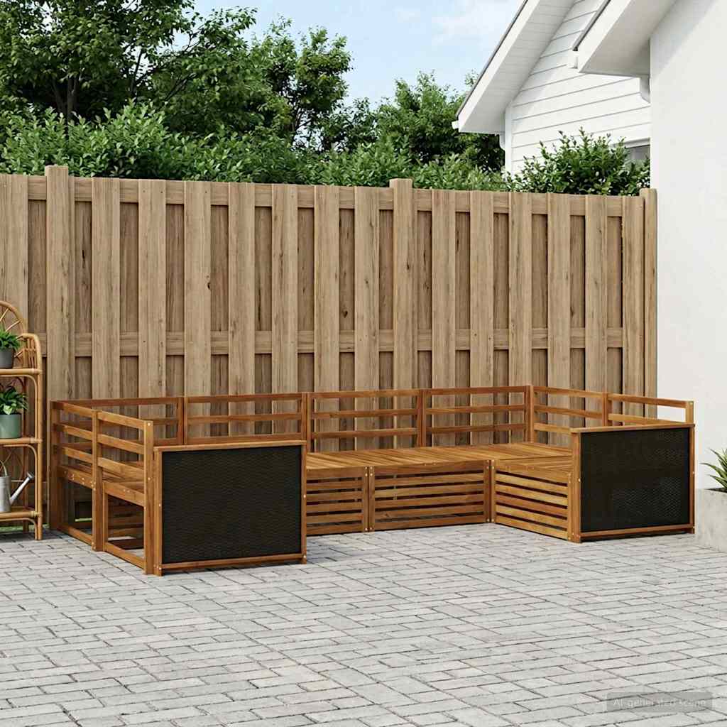 Outdoor Sofa Set 6 pcs Natural Solid Acacia Wood