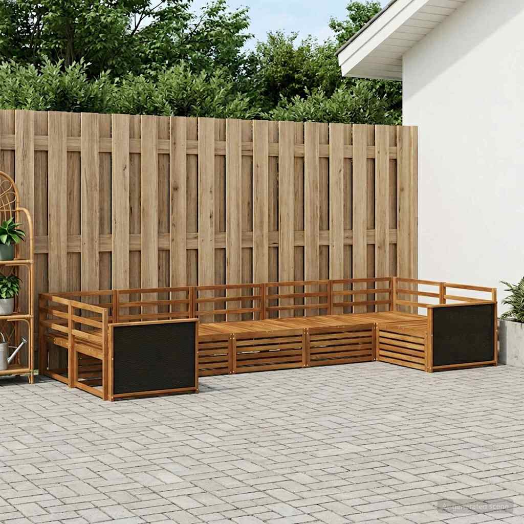 Outdoor Sofa Set 7 pcs Natural Solid Acacia Wood