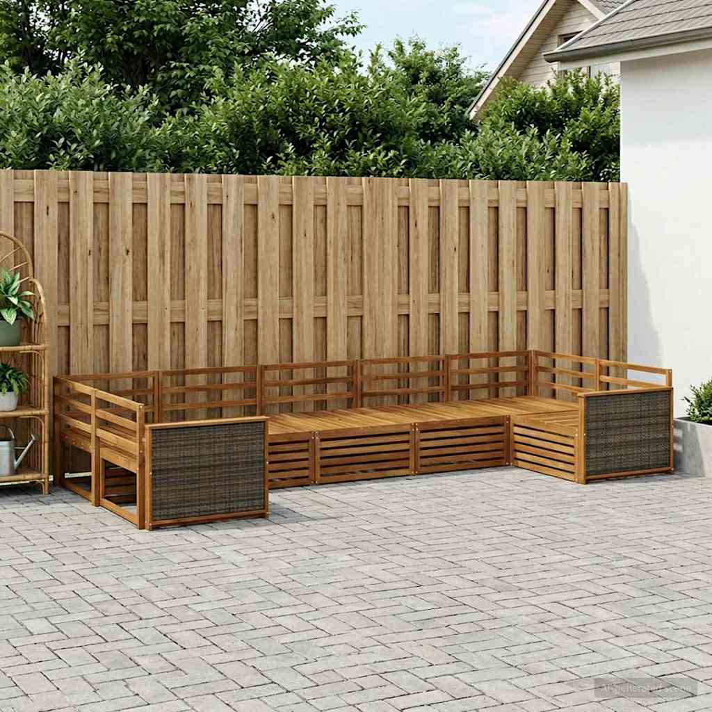 Outdoor Sofa Set 7 pcs Natural Solid Acacia Wood