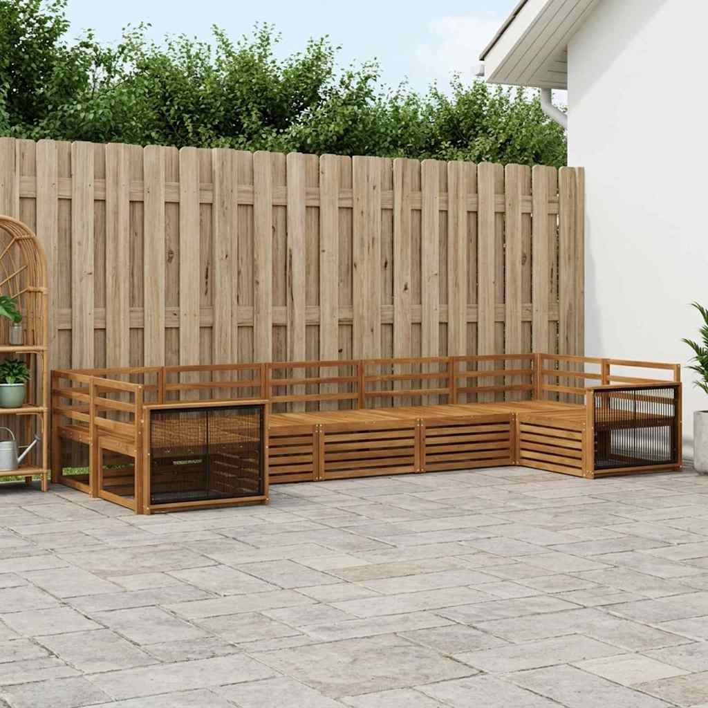 Outdoor Sofa Set 7 pcs Natural Solid Acacia Wood