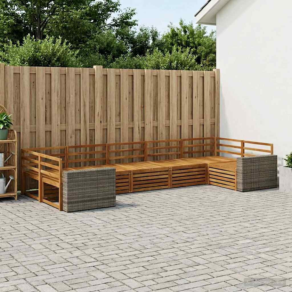 Outdoor Sofa Set 7 pcs Natural Solid Acacia Wood