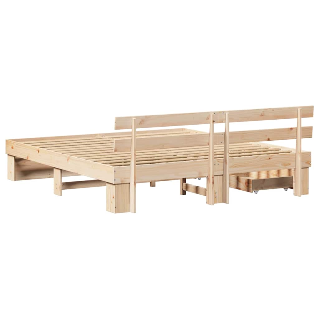 Bed Frame with Headboard Brown 200 x 200 cm Solid Pine Wood