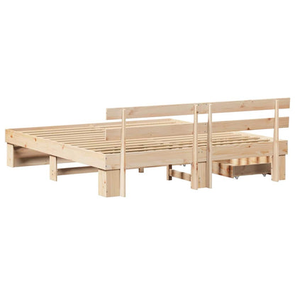 Bed Frame with Headboard Brown 200 x 200 cm Solid Pine Wood