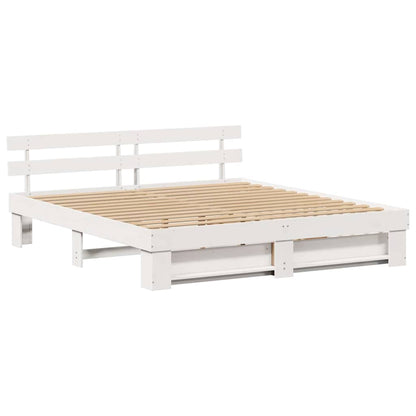 Bed Frame with Headboard White 180 x 200 cm Solid Pine Wood