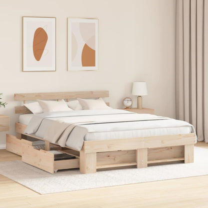 Bed Frame with Headboard Brown 160 x 200 cm Solid Pine Wood