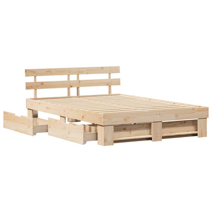 Bed Frame with Headboard Brown 160 x 200 cm Solid Pine Wood