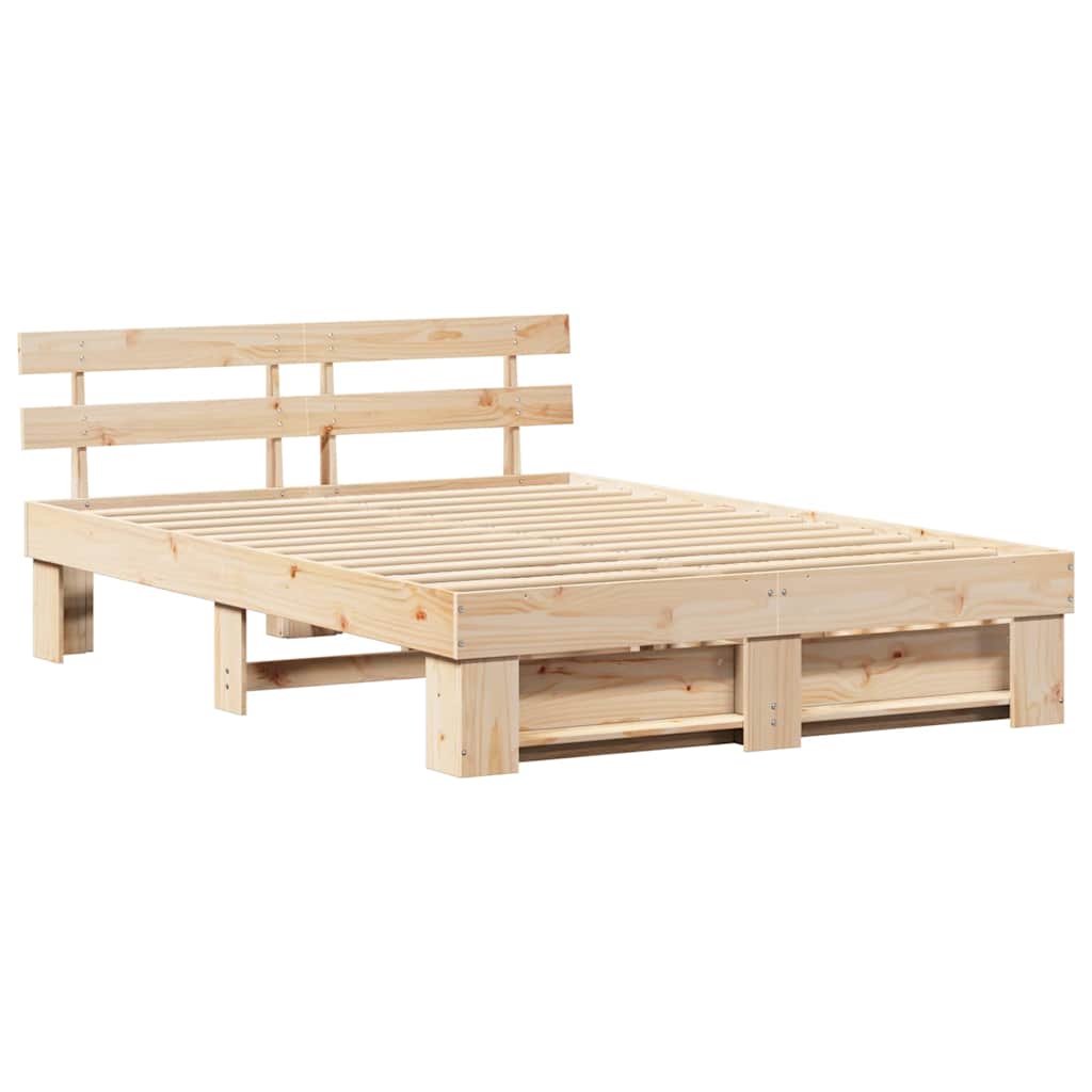 Bed Frame with Headboard Brown 160 x 200 cm Solid Pine Wood