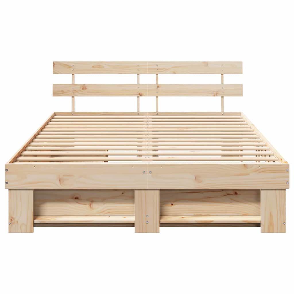 Bed Frame with Headboard Brown 160 x 200 cm Solid Pine Wood