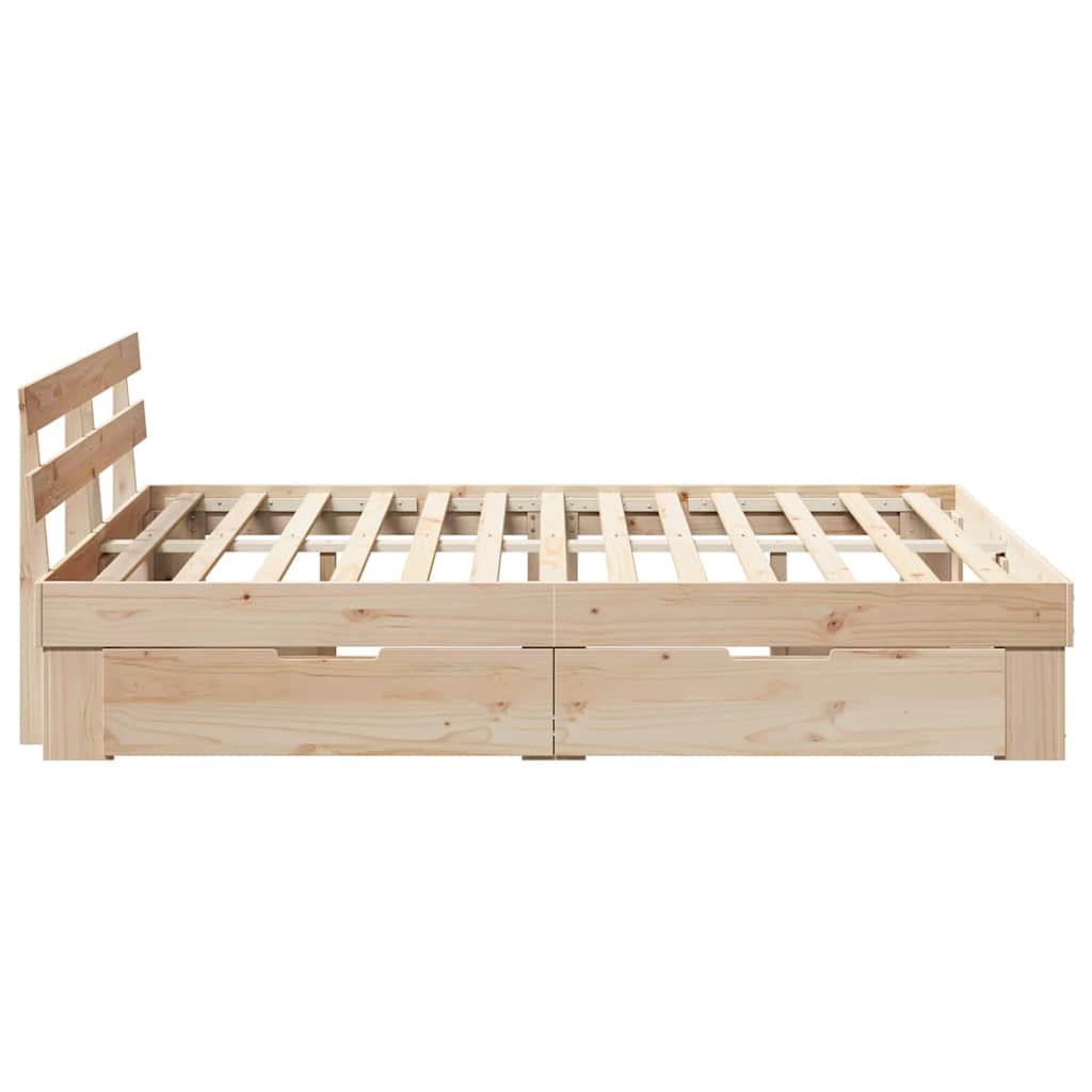 Bed Frame with Headboard Brown 160 x 200 cm Solid Pine Wood