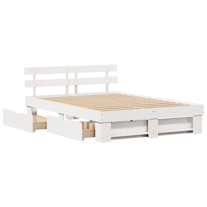 Bed Frame with Headboard White 160 x 200 cm Solid Pine Wood