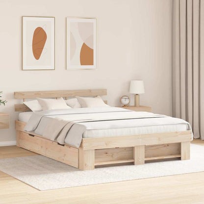 Bed Frame with Headboard Brown 150 x 200 cm Solid Pine Wood