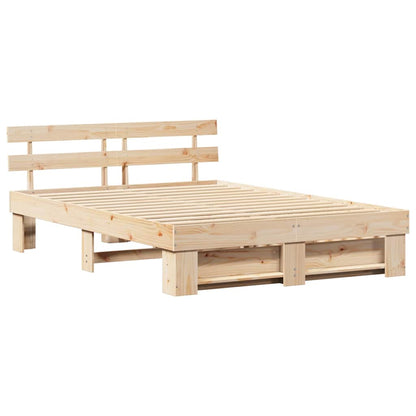 Bed Frame with Headboard Brown 150 x 200 cm Solid Pine Wood