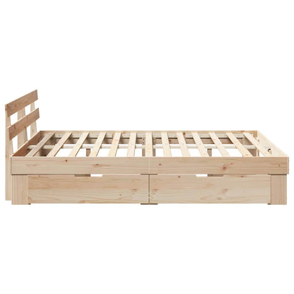 Bed Frame with Headboard Brown 150 x 200 cm Solid Pine Wood